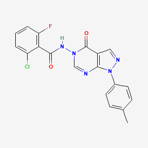 molecular formula C19H13ClFN5O2 B2519945 2-chloro-6-fluoro-N-(4-oxo-1-(p-tolyl)-1H-pyrazolo[3,4-d]pyrimidin-5(4H)-yl)benzamide CAS No. 900008-02-8