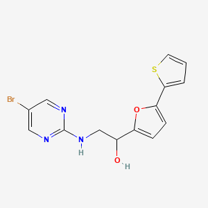 molecular formula C14H12BrN3O2S B2519951 2-[(5-Bromopyrimidin-2-yl)amino]-1-(5-thiophen-2-ylfuran-2-yl)ethanol CAS No. 2380043-62-7