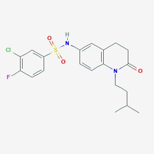 molecular formula C20H22ClFN2O3S B2519970 3-chloro-4-fluoro-N-(1-isopentyl-2-oxo-1,2,3,4-tetrahydroquinolin-6-yl)benzenesulfonamide CAS No. 955532-95-3