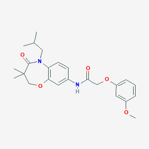 molecular formula C24H30N2O5 B2519978 N-(5-isobutyl-3,3-dimethyl-4-oxo-2,3,4,5-tetrahydrobenzo[b][1,4]oxazepin-8-yl)-2-(3-methoxyphenoxy)acetamide CAS No. 921527-03-9