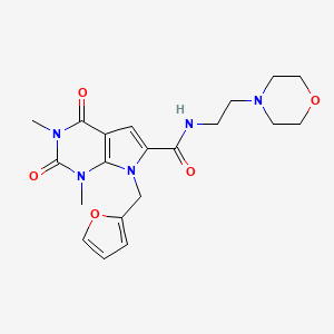molecular formula C20H25N5O5 B2519981 7-(furan-2-ylmethyl)-1,3-dimethyl-N-[2-(morpholin-4-yl)ethyl]-2,4-dioxo-2,3,4,7-tetrahydro-1H-pyrrolo[2,3-d]pyrimidine-6-carboxamide CAS No. 1040655-51-3