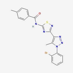 molecular formula C19H15BrN6OS B2519983 N-{3-[1-(2-bromophenyl)-5-methyl-1H-1,2,3-triazol-4-yl]-1,2,4-thiadiazol-5-yl}-4-methylbenzamide CAS No. 895105-21-2