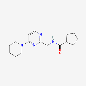 molecular formula C16H24N4O B2519984 N-((4-(piperidin-1-yl)pyrimidin-2-yl)methyl)cyclopentanecarboxamide CAS No. 1795488-15-1