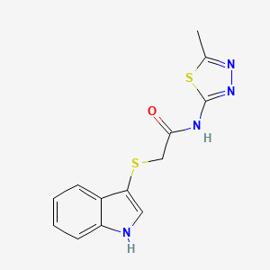 molecular formula C13H12N4OS2 B2519989 2-((1H-indol-3-yl)thio)-N-(5-methyl-1,3,4-thiadiazol-2-yl)acetamide CAS No. 450351-99-2