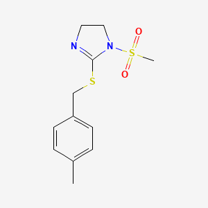 molecular formula C12H16N2O2S2 B2520003 2-[(4-Methylphenyl)methylsulfanyl]-1-methylsulfonyl-4,5-dihydroimidazole CAS No. 868217-99-6