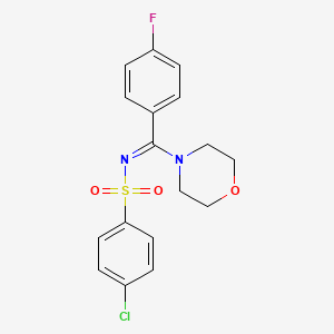 molecular formula C17H16ClFN2O3S B2520005 (Z)-4-chloro-N-((4-fluorophenyl)(morpholino)methylene)benzenesulfonamide CAS No. 629605-76-1