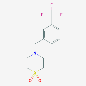 molecular formula C12H14F3NO2S B2520006 4-[3-(Trifluoromethyl)benzyl]-1lambda~6~,4-thiazinane-1,1-dione CAS No. 478040-90-3