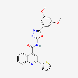 molecular formula C24H18N4O4S B2520010 N-[5-(3,5-dimethoxyphenyl)-1,3,4-oxadiazol-2-yl]-2-thiophen-2-ylquinoline-4-carboxamide CAS No. 921103-32-4
