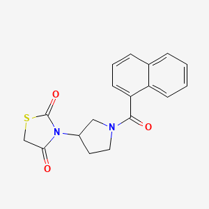 molecular formula C18H16N2O3S B2520011 3-(1-(1-Naphthoyl)pyrrolidin-3-yl)thiazolidine-2,4-dione CAS No. 2034494-43-2
