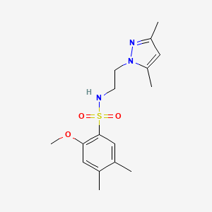 molecular formula C16H23N3O3S B2520014 N-(2-(3,5-dimethyl-1H-pyrazol-1-yl)ethyl)-2-methoxy-4,5-dimethylbenzenesulfonamide CAS No. 1235093-04-5