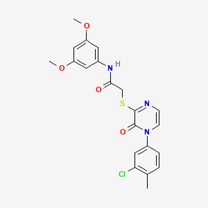 molecular formula C21H20ClN3O4S B2520028 2-((4-(3-chloro-4-methylphenyl)-3-oxo-3,4-dihydropyrazin-2-yl)thio)-N-(3,5-dimethoxyphenyl)acetamide CAS No. 899944-46-8