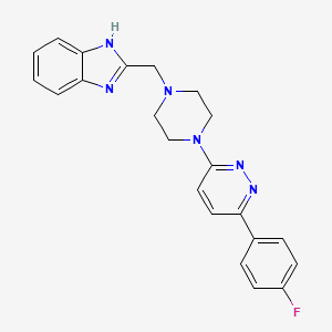 molecular formula C22H21FN6 B2520037 2-[[4-[6-(4-Fluorophenyl)pyridazin-3-yl]piperazin-1-yl]methyl]-1H-benzimidazole CAS No. 2380190-19-0