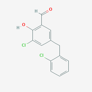 molecular formula C14H10Cl2O2 B2520041 3-Chloro-5-(2-chlorobenzyl)-2-hydroxybenzaldehyde CAS No. 381693-49-8