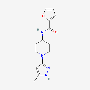 molecular formula C14H18N4O2 B2520043 N-(1-(5-甲基-1H-吡唑-3-基)哌啶-4-基)呋喃-2-甲酰胺 CAS No. 2034204-35-6