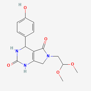 molecular formula C16H19N3O5 B2520044 6-(2,2-二甲氧基乙基)-4-(4-羟基苯基)-3,4,6,7-四氢-1H-吡咯并[3,4-d]嘧啶-2,5-二酮 CAS No. 923234-63-3