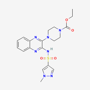molecular formula C19H23N7O4S B2520061 4-(3-(1-甲基-1H-吡唑-4-磺酰胺)喹喔啉-2-基)哌嗪-1-羧酸乙酯 CAS No. 1787880-97-0