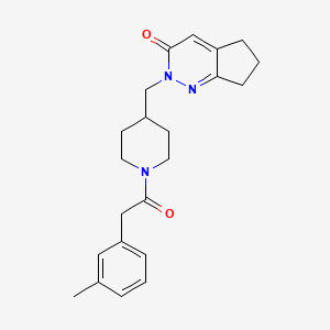 molecular formula C22H27N3O2 B2520064 2-[[1-[2-(3-Methylphenyl)acetyl]piperidin-4-yl]methyl]-6,7-dihydro-5H-cyclopenta[c]pyridazin-3-one CAS No. 2379978-68-2