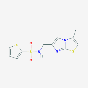 molecular formula C11H11N3O2S3 B2520067 N-((3-methylimidazo[2,1-b]thiazol-6-yl)methyl)thiophene-2-sulfonamide CAS No. 863587-72-8