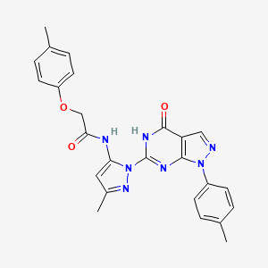 molecular formula C25H23N7O3 B2520068 N-(3-methyl-1-(4-oxo-1-(p-tolyl)-4,5-dihydro-1H-pyrazolo[3,4-d]pyrimidin-6-yl)-1H-pyrazol-5-yl)-2-(p-tolyloxy)acetamide CAS No. 1171037-92-5