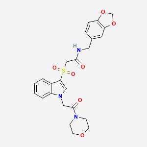 molecular formula C24H25N3O7S B2520079 N-(benzo[d][1,3]dioxol-5-ylmethyl)-2-((1-(2-morpholino-2-oxoethyl)-1H-indol-3-yl)sulfonyl)acetamide CAS No. 878058-18-5