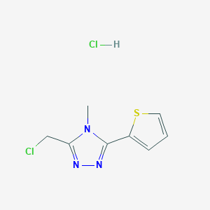 molecular formula C8H9Cl2N3S B2520080 3-(Chloromethyl)-4-methyl-5-thiophen-2-yl-1,2,4-triazole;hydrochloride CAS No. 2241128-13-0