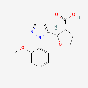 molecular formula C15H16N2O4 B2520089 (2R,3R)-2-[2-(2-甲氧苯基)吡唑-3-基]氧杂环戊烷-3-羧酸 CAS No. 2059917-80-3
