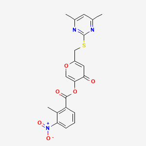 6-(((4,6-dimethylpyrimidin-2-yl)thio)methyl)-4-oxo-4H-pyran-3-yl 2-methyl-3-nitrobenzoate