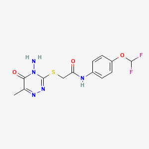 molecular formula C13H13F2N5O3S B2520095 2-[(4-amino-6-methyl-5-oxo-1,2,4-triazin-3-yl)sulfanyl]-N-[4-(difluoromethoxy)phenyl]acetamide CAS No. 886965-77-1