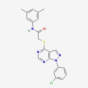 molecular formula C21H18ClN5OS B2520098 2-((1-(3-氯苯基)-1H-吡唑并[3,4-d]嘧啶-4-基)硫代)-N-(3,5-二甲苯基)乙酰胺 CAS No. 893918-13-3
