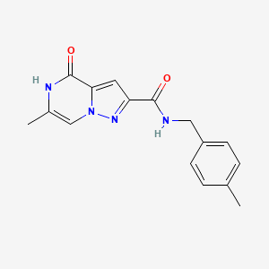 molecular formula C16H16N4O2 B2520104 6-methyl-N-(4-methylbenzyl)-4-oxo-4,5-dihydropyrazolo[1,5-a]pyrazine-2-carboxamide CAS No. 2108214-99-7