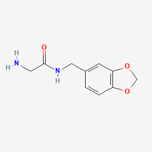 molecular formula C10H13ClN2O3 B2520110 2-Amino-N-(benzo[d][1,3]dioxol-5-ylmethyl)acetamide CAS No. 132139-27-6