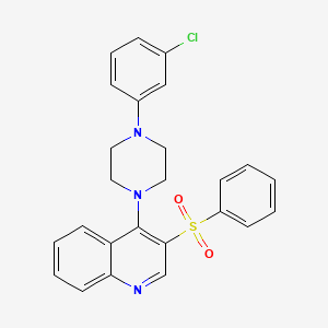 molecular formula C25H22ClN3O2S B2520113 3-(Benzenesulfonyl)-4-[4-(3-chlorophenyl)piperazin-1-yl]quinoline CAS No. 866844-31-7