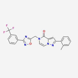 molecular formula C23H16F3N5O2 B2520114 2-(2-methylphenyl)-5-({3-[3-(trifluoromethyl)phenyl]-1,2,4-oxadiazol-5-yl}methyl)pyrazolo[1,5-a]pyrazin-4(5H)-one CAS No. 1207012-62-1