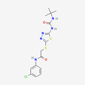 2-[[5-(tert-butylcarbamoylamino)-1,3,4-thiadiazol-2-yl]sulfanyl]-N-(3-chlorophenyl)acetamide