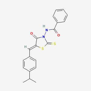 molecular formula C20H18N2O2S2 B2520147 (Z)-N-(5-(4-isopropylbenzylidene)-4-oxo-2-thioxothiazolidin-3-yl)benzamide CAS No. 301229-39-0