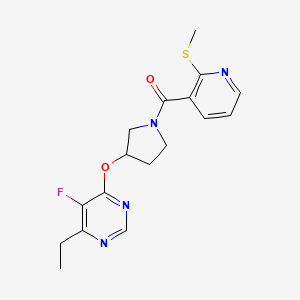 molecular formula C17H19FN4O2S B2520148 (3-((6-Ethyl-5-fluoropyrimidin-4-yl)oxy)pyrrolidin-1-yl)(2-(methylthio)pyridin-3-yl)methanone CAS No. 2034469-53-7