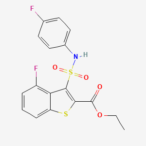 molecular formula C17H13F2NO4S2 B2520163 Ethyl 4-fluoro-3-{[(4-fluorophenyl)amino]sulfonyl}-1-benzothiophene-2-carboxylate CAS No. 899724-38-0