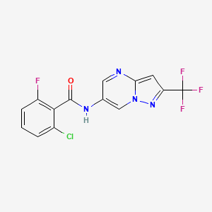 molecular formula C14H7ClF4N4O B2520167 2-chloro-6-fluoro-N-(2-(trifluoromethyl)pyrazolo[1,5-a]pyrimidin-6-yl)benzamide CAS No. 2034583-11-2