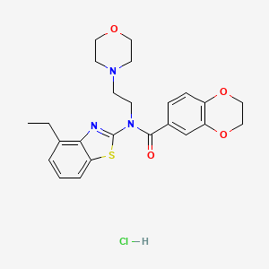 molecular formula C24H28ClN3O4S B2520171 N-(4-ethylbenzo[d]thiazol-2-yl)-N-(2-morpholinoethyl)-2,3-dihydrobenzo[b][1,4]dioxine-6-carboxamide hydrochloride CAS No. 1217036-17-3