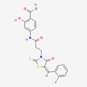 (E)-4-(3-(5-(2-fluorobenzylidene)-4-oxo-2-thioxothiazolidin-3-yl)propanamido)-2-hydroxybenzoic acid