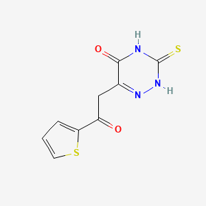 molecular formula C9H7N3O2S2 B2520192 6-(2-oxo-2-(2-thienyl)ethyl)-3-sulfanyl-4H-1,2,4-triazin-5-one CAS No. 879920-59-9