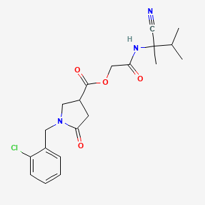 molecular formula C20H24ClN3O4 B2520193 [2-[(2-Cyano-3-methylbutan-2-yl)amino]-2-oxoethyl] 1-[(2-chlorophenyl)methyl]-5-oxopyrrolidine-3-carboxylate CAS No. 875870-00-1