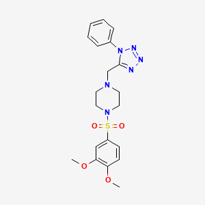 molecular formula C20H24N6O4S B2520197 1-((3,4-二甲氧苯基)磺酰基)-4-((1-苯基-1H-四唑-5-基)甲基)哌嗪 CAS No. 1040679-82-0