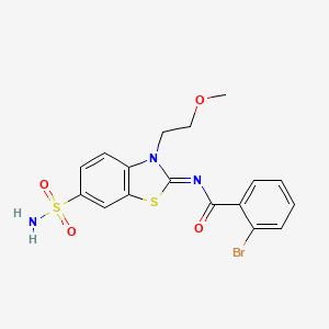 molecular formula C17H16BrN3O4S2 B2520198 (Z)-2-bromo-N-(3-(2-methoxyethyl)-6-sulfamoylbenzo[d]thiazol-2(3H)-ylidene)benzamide CAS No. 865159-71-3