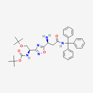 molecular formula C35H43N5O5 B2520201 tert-Butyl ((R)-1-(5-((S)-1-amino-3-oxo-3-(tritylamino)propyl)-1,2,4-oxadiazol-3-yl)-2-(tert-butoxy)ethyl)carbamate CAS No. 1673535-02-8