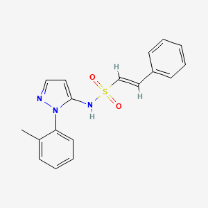 molecular formula C18H17N3O2S B2520202 (E)-N-[2-(2-Methylphenyl)pyrazol-3-YL]-2-phenylethenesulfonamide CAS No. 1825991-33-0