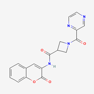 N-(2-oxo-2H-chromen-3-yl)-1-(pyrazine-2-carbonyl)azetidine-3-carboxamide