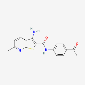 molecular formula C18H17N3O2S B2520214 N-(4-Acetylphenyl)-3-amino-4,6-dimethylthieno[2,3-b]pyridine-2-carboxamide CAS No. 402954-19-2