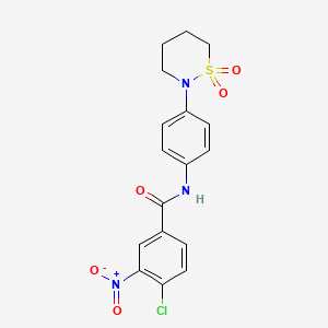molecular formula C17H16ClN3O5S B2520215 4-chloro-N-[4-(1,1-dioxothiazinan-2-yl)phenyl]-3-nitrobenzamide CAS No. 899976-24-0