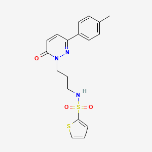 molecular formula C18H19N3O3S2 B2520218 N-(3-(6-oxo-3-(p-tolyl)pyridazin-1(6H)-yl)propyl)thiophene-2-sulfonamide CAS No. 1021075-79-5